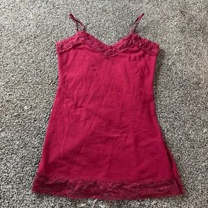 Jo & Co Women’s Maroon Lace Trimmed Camisole Slip (M) Medium